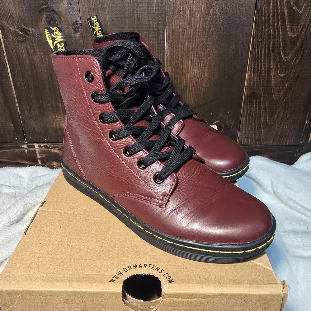 Maroon Dr Martens Low Lace Booties